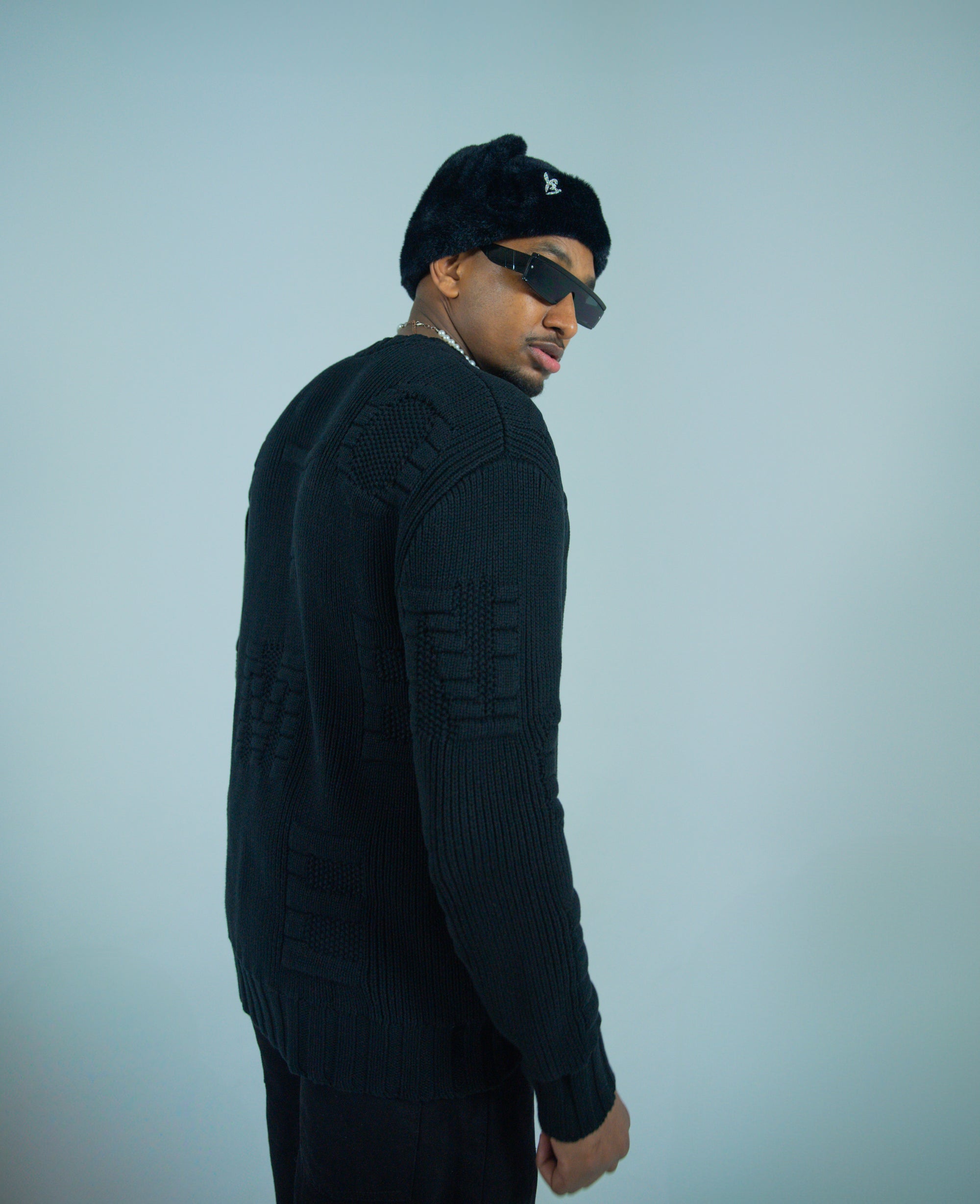 Heavyweight Midnight Black Oversized Knit Sweater